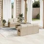 Garden sofa set with cushions 6 pieces beige synthetic rattan by , Garden sets - Ref: Foro24-3252235, Price: 530,94 €, Discou...