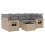 7-teiliges Gartensofa-Set und beigefarbene synthetische Rattankissen von , Gartensets - Ref: Foro24-3252256, Preis: 500,11 €,...