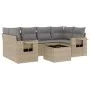 Set sofás de jardín 7 piezas y cojines ratán sintético beige de , Conjuntos de jardín - Ref: Foro24-3252256, Precio: 482,16 €...