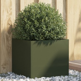 Jardinera de acero laminado en frío verde oliva 42x40x39 cm