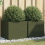 Pflanzgefäße 2 Stück olivgrüner kaltgewalzter Stahl 49x47x46 cm von , Töpfe und Pflanzgefäße - Ref: Foro24-841566, Preis: 74,...