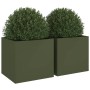 Pflanzgefäße 2 Stück olivgrüner kaltgewalzter Stahl 49x47x46 cm von , Töpfe und Pflanzgefäße - Ref: Foro24-841566, Preis: 74,...