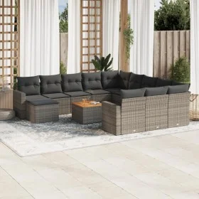 Garden sofa set with cushions 13 pieces gray synthetic rattan by , Modular outdoor sofas - Ref: Foro24-3224429, Price: 776,41...