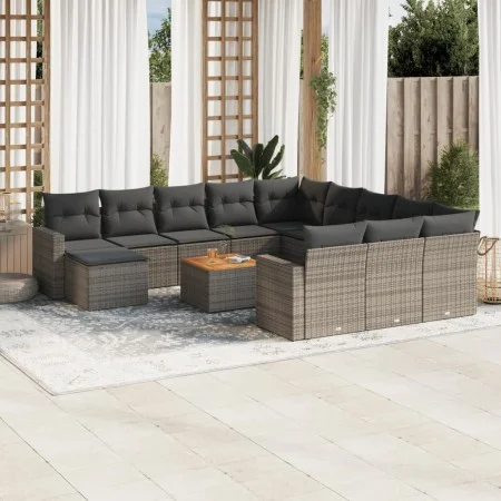 Garden sofa set with cushions 13 pieces gray synthetic rattan by , Modular outdoor sofas - Ref: Foro24-3224429, Price: 776,41...