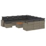 Gartensofa-Set mit Kissen, 13-teilig, graues synthetisches Rattan von , Modulare Sofas für den Außenbereich - Ref: Foro24-322...