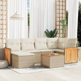7-piece garden sofa set and beige synthetic rattan cushions by , Garden sets - Ref: Foro24-3260266, Price: 481,27 €, Discount: %