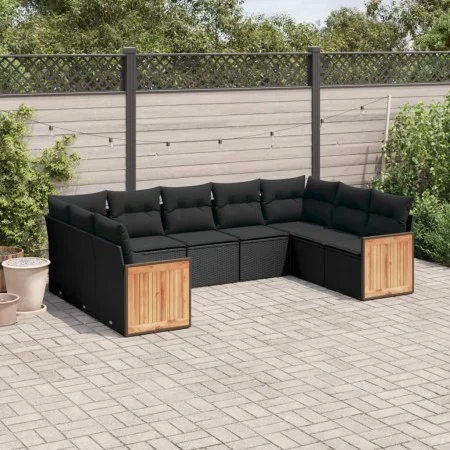 8-piece garden sofa set and black synthetic rattan cushions by , Garden sets - Ref: Foro24-3260354, Price: 586,04 €, Discount: %