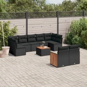 Garden sofa set 10 pieces with black synthetic rattan cushions by , Garden sets - Ref: Foro24-3260375, Price: 626,30 €, Disco...