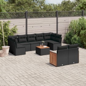 Gartensofa-Set 10-teilig mit schwarzen synthetischen Rattankissen von , Gartensets - Ref: Foro24-3260375, Preis: 634,63 €, Ra...