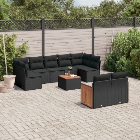Garden sofa set 10 pieces with black synthetic rattan cushions by , Garden sets - Ref: Foro24-3260375, Price: 634,63 €, Disco...