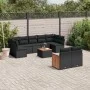 Gartensofa-Set 10-teilig mit schwarzen synthetischen Rattankissen von , Gartensets - Ref: Foro24-3260375, Preis: 626,30 €, Ra...