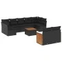 Gartensofa-Set 10-teilig mit schwarzen synthetischen Rattankissen von , Gartensets - Ref: Foro24-3260375, Preis: 626,30 €, Ra...