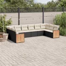 Garden sofa set 10 pieces with black synthetic rattan cushions by , Garden sets - Ref: Foro24-3260404, Price: 599,07 €, Disco...