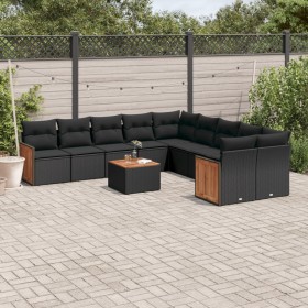 11-teiliges Gartensofa-Set und schwarze synthetische Rattankissen von , Gartensets - Ref: Foro24-3260438, Preis: 649,27 €, Ra...