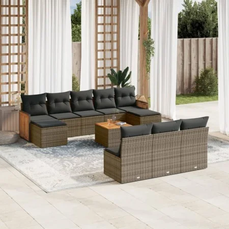 11-piece garden sofa set and gray synthetic rattan cushions by , Garden sets - Ref: Foro24-3260478, Price: 619,71 €, Discount: %
