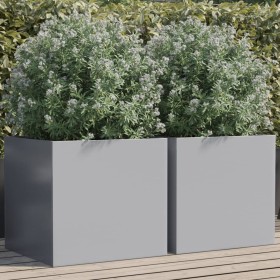 Planters 2 units silver galvanized steel 49x47x46 cm by , Pots and planters - Ref: Foro24-841570, Price: 72,09 €, Discount: %