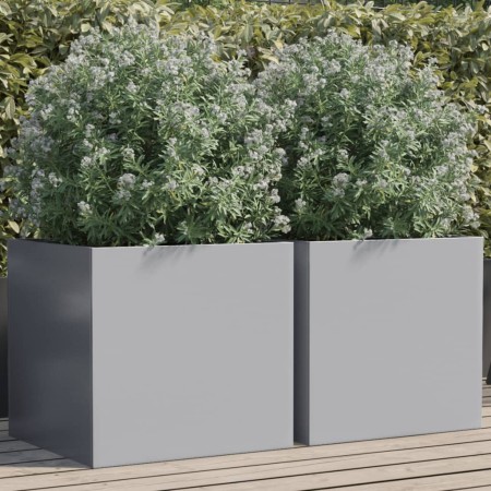 Planters 2 units silver galvanized steel 49x47x46 cm by , Pots and planters - Ref: Foro24-841570, Price: 73,48 €, Discount: %
