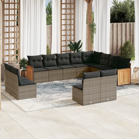 12-piece garden sofa set with gray synthetic rattan cushions by , Garden sets - Ref: Foro24-3260555, Price: 766,26 €, Discoun...