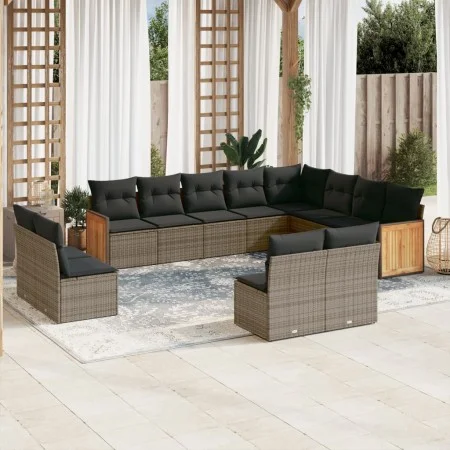 12-piece garden sofa set with gray synthetic rattan cushions by , Garden sets - Ref: Foro24-3260555, Price: 770,23 €, Discoun...