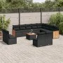 Garden sofa and cushion set 13 pieces black synthetic rattan by , Garden sets - Ref: Foro24-3260557, Price: 777,27 €, Discoun...