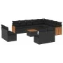 Garden sofa and cushion set 13 pieces black synthetic rattan by , Garden sets - Ref: Foro24-3260557, Price: 777,27 €, Discoun...