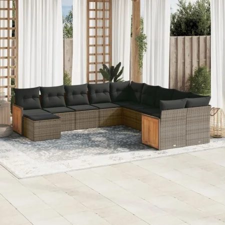 11-piece garden sofa set and gray synthetic rattan cushions by , Garden sets - Ref: Foro24-3260653, Price: 668,65 €, Discount: %