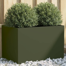 Jardinera de acero laminado en frío verde oliva 62x40x39 cm