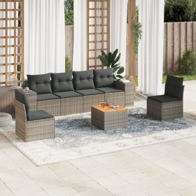 7-piece garden sofa set with gray PE rattan cushions by , Garden sets - Ref: Foro24-3225395, Price: 417,12 €, Discount: %