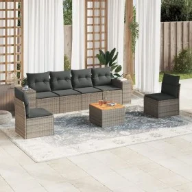 7-piece garden sofa set with gray PE rattan cushions by , Garden sets - Ref: Foro24-3225395, Price: 421,85 €, Discount: %