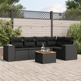 6-teiliges Gartensofa-Set und schwarze synthetische Rattankissen von , Gartensets - Ref: Foro24-3225432, Preis: 432,20 €, Rab...