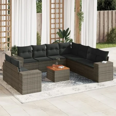 10-piece garden sofa set with gray synthetic rattan cushions by , Garden sets - Ref: Foro24-3225514, Price: 663,85 €, Discoun...