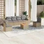 7-piece garden sofa set and beige synthetic rattan cushions by , Garden sets - Ref: Foro24-3257725, Price: 444,55 €, Discount: %