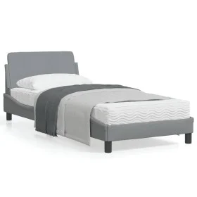 Light gray fabric bed frame with headboard 90x200 cm by , Beds and slatted bases - Ref: Foro24-373105, Price: 103,39 €, Disco...