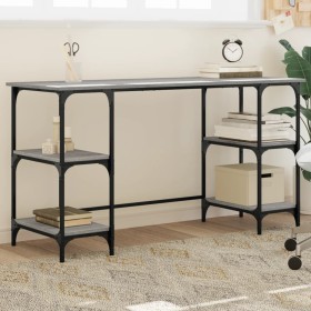 Sonoma grauer Schreibtisch aus Holzwerkstoff und Metall, 140 x 50 x 75 cm von , Schreibtische - Ref: Foro24-845329, Preis: 91...