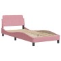 Estructura de cama con cabecero de terciopelo rosa 80x200 cm