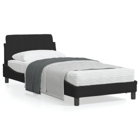 Estructura de cama con cabecero de terciopelo negro 90x190 cm