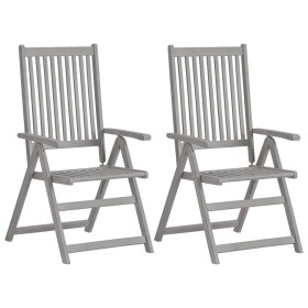Reclining garden chairs 2 units solid gray acacia wood by vidaXL, Garden chairs - Ref: Foro24-45938, Price: 139,19 €, Discoun...