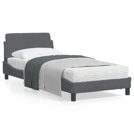 Estructura de cama con cabecero terciopelo gris oscuro 90x200cm de , Camas y somieres - Ref: Foro24-373113, Precio: 126,32 €,...