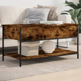 Engineered wood coffee table metal smoke oak 100x50x50 cm by , Coffee table - Ref: Foro24-845348, Price: 64,06 €, Discount: %