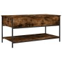 Engineered wood coffee table metal smoke oak 100x50x50 cm by , Coffee table - Ref: Foro24-845348, Price: 64,83 €, Discount: %