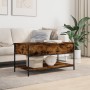 Engineered wood coffee table metal smoke oak 100x50x50 cm by , Coffee table - Ref: Foro24-845348, Price: 64,83 €, Discount: %