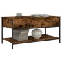 Engineered wood coffee table metal smoke oak 100x50x50 cm by , Coffee table - Ref: Foro24-845348, Price: 64,83 €, Discount: %