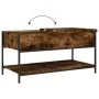 Engineered wood coffee table metal smoke oak 100x50x50 cm by , Coffee table - Ref: Foro24-845348, Price: 64,06 €, Discount: %