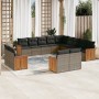 Gartensofa-Set mit Kissen, 13-teilig, graues synthetisches Rattan von , Gartensets - Ref: Foro24-3260611, Preis: 913,63 €, Ra...