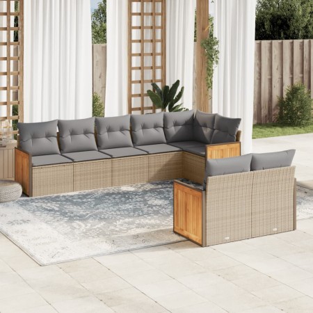 Garden sofa set with beige cushions 8 pcs PE rattan by , Garden sets - Ref: Foro24-3260232, Price: 541,34 €, Discount: %