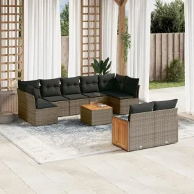 10-piece garden sofa set with gray synthetic rattan cushions by , Garden sets - Ref: Foro24-3260380, Price: 619,99 €, Discoun...