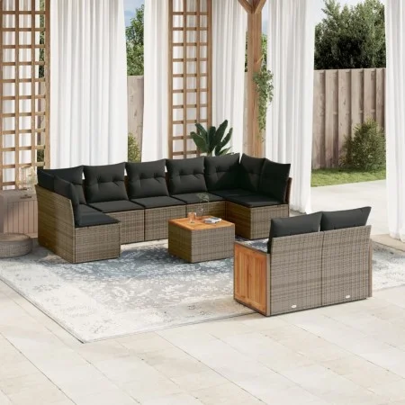 10-piece garden sofa set with gray synthetic rattan cushions by , Garden sets - Ref: Foro24-3260380, Price: 619,99 €, Discoun...