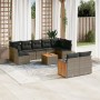 10-teilige Gartensofagarnitur mit grauen synthetischen Rattankissen von , Gartensets - Ref: Foro24-3260380, Preis: 590,30 €, ...