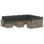 11-teiliges Gartensofa-Set und graue synthetische Rattankissen von , Modulare Sofas für den Außenbereich - Ref: Foro24-322441...