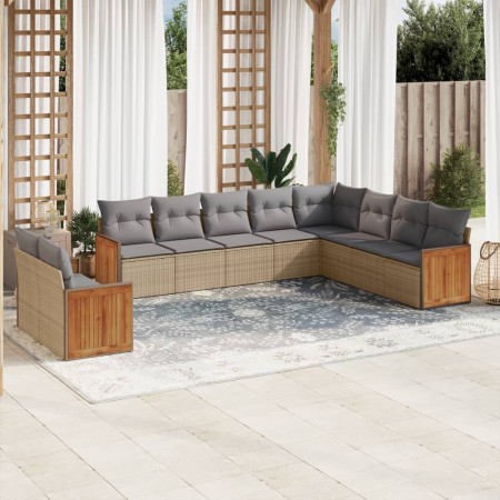 Juego de sofás jardín con cojines beige 10 pzas ratán sintético de , Conjuntos de jardín - Ref: Foro24-3260197, Precio: 636,74 €